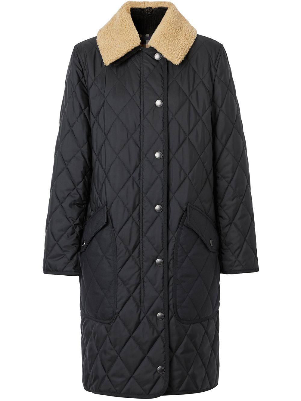 фото Burberry стеганое пальто со съемным флисовым воротником