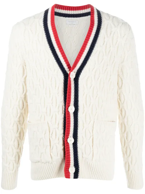 Shop white Sandro Paris cable-knit cardigan with Express Delivery - Farfetch