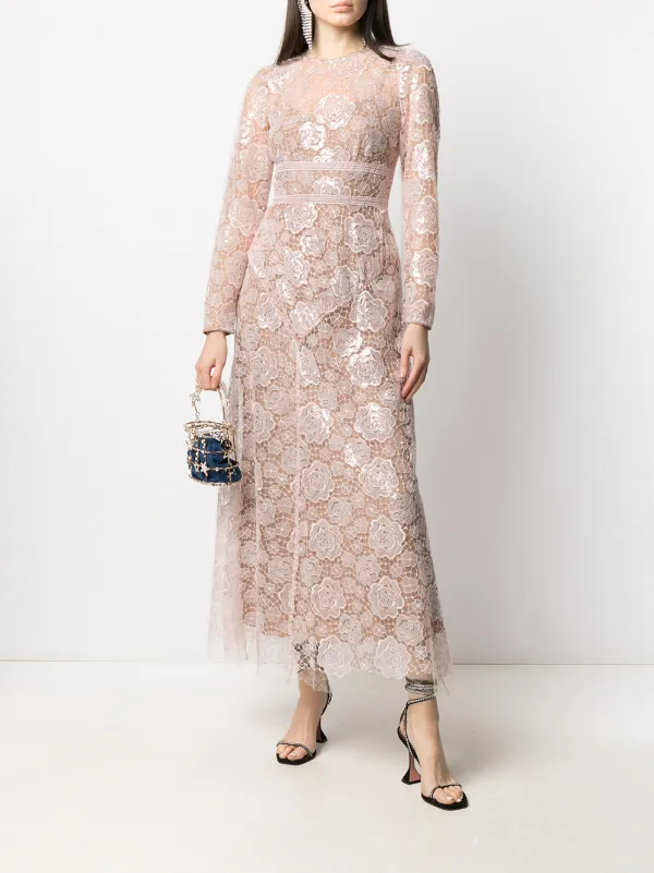 self portrait floral sequin embroidered dress