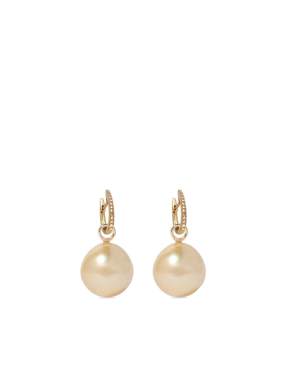 Shop Annoushka 18kt yellow gold diamond south sea pearl drop earrings ...