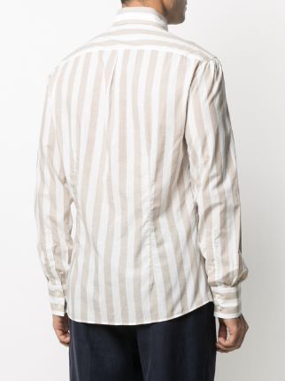 stripe-pattern buttoned shirt展示图