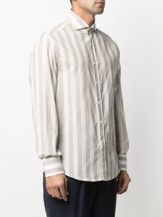 stripe-pattern buttoned shirt展示图