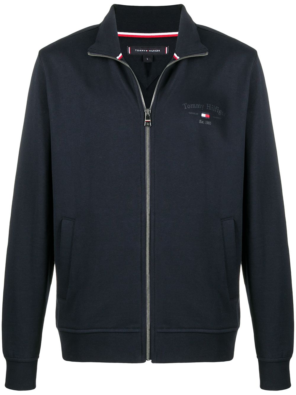 Tommy Hilfiger Logo-print Zip-up Sweatshirt In Blue