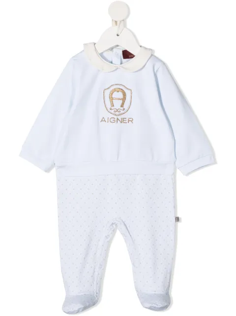 Aigner Kids embroidered logo long-sleeved pajama