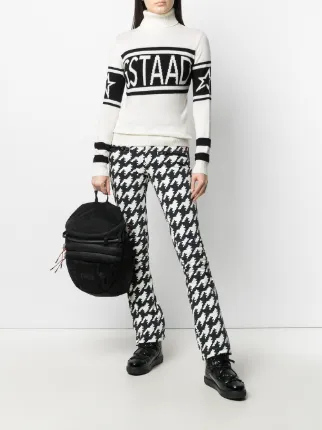 houndstooth-print flared trousers展示图