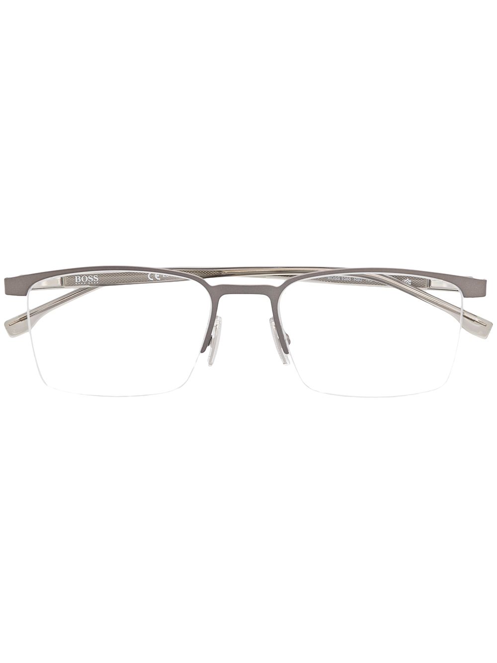 

BOSS rectangle semi-rimmed eyeglasses - Silver