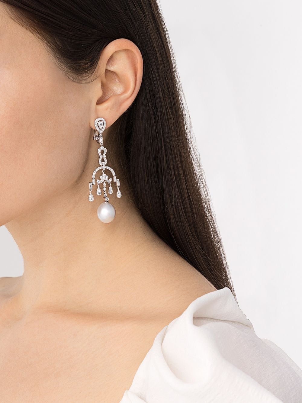 Image 2 of Yoko London x Ramadan 18kt white gold Mayfair South Sea pearl and diamond drop earrings