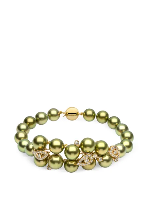 Yoko London 18K Yellow Gold Pistachio Tahitian Pearl and Diamond Bracelet