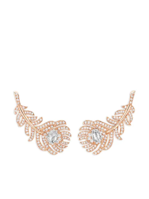 Boucheron aretes de clip Plume de Paon en oro rosa de 18kt con diamantes