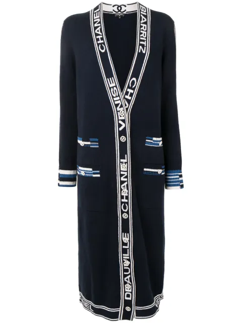 Chanel Pre-Owned logo long cardigan 