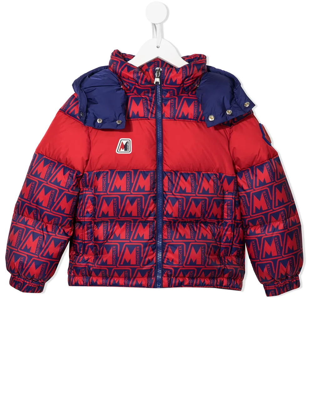 

Moncler Enfant chamarra capitonada con logo estampado - Rojo