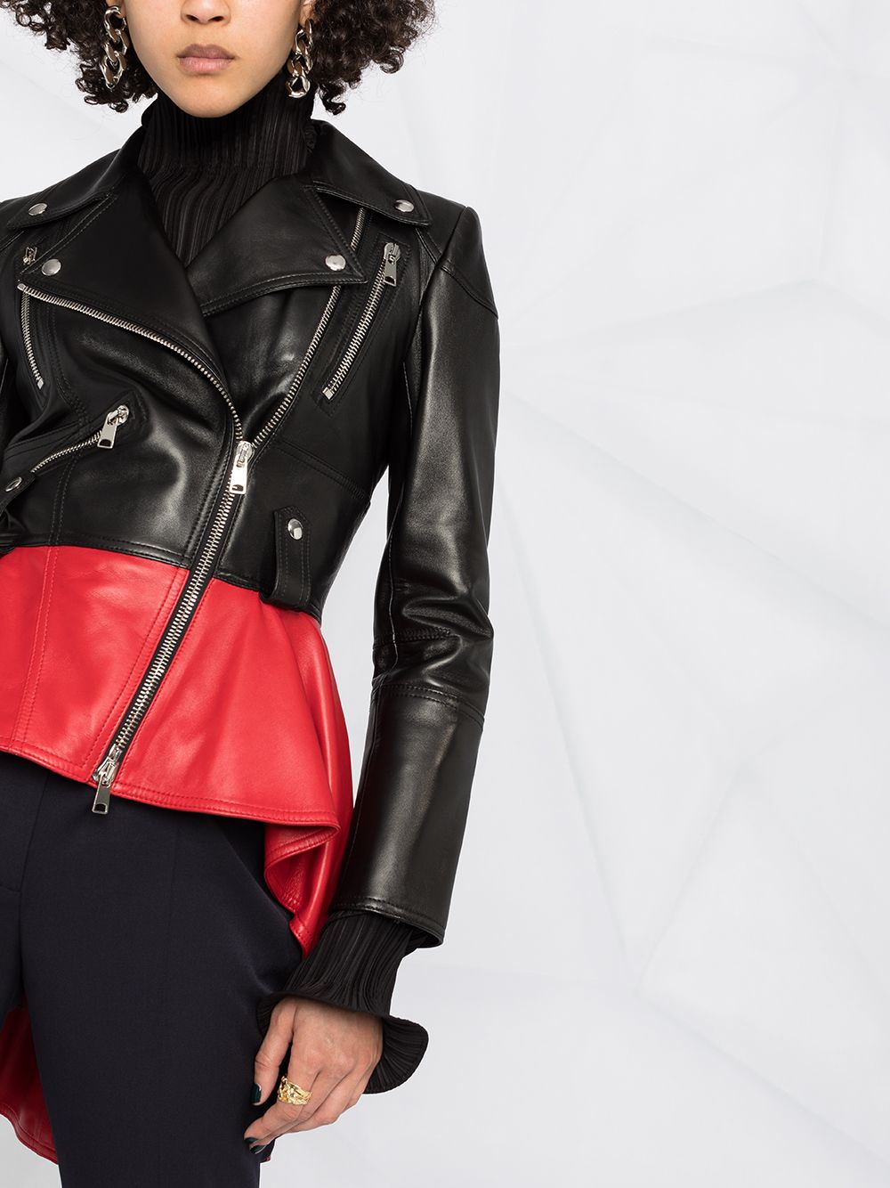 Shop Alexander McQueen peplum waist biker jacket with Express Delivery ...