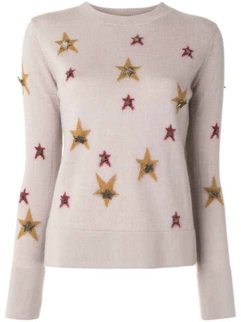 HOT SALE CHANEL 1990s star intarsia knit jumper Women