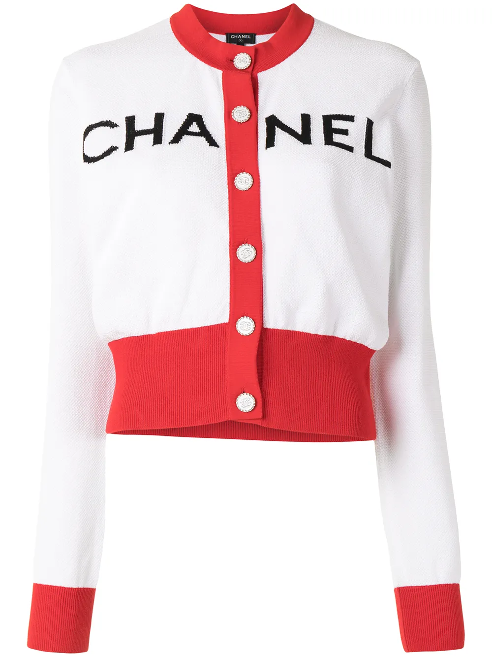 Chanel red outlet cardigan