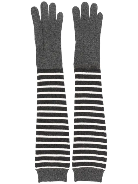 Brunello Cucinelli long-line striped gloves