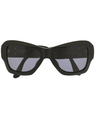 CHANEL Pre-Owned CC oversized-frame Sunglasses - Farfetch
