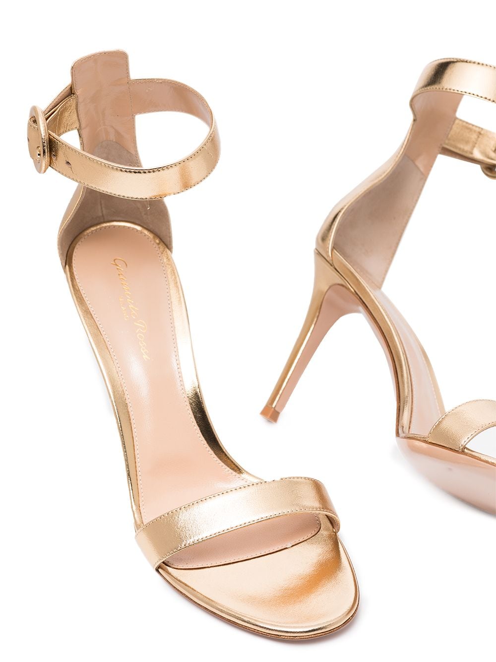 Shop Gianvito Rossi Portofino 85mm Leather Sandals In Gold