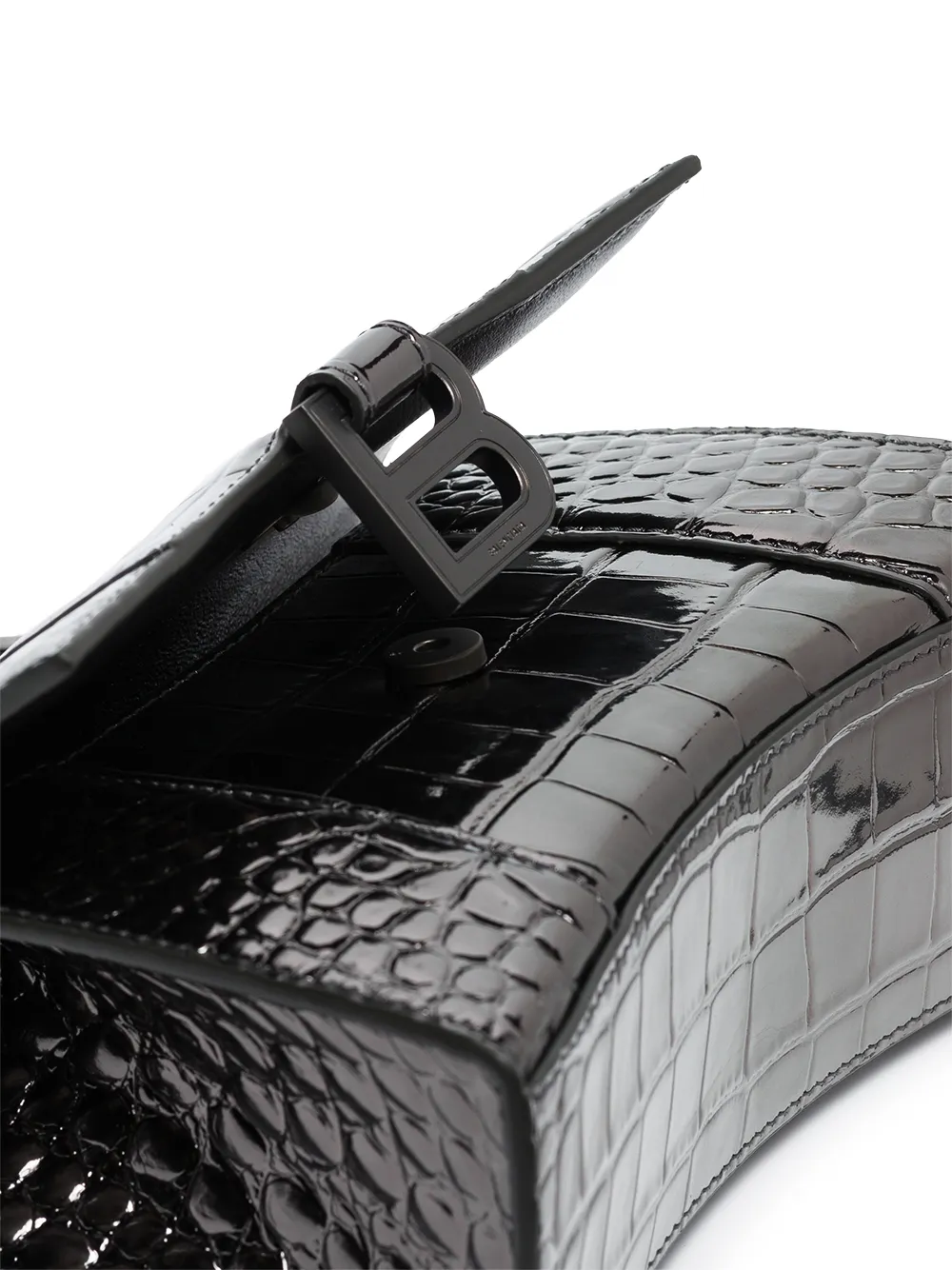фото Balenciaga мини-сумка xs hourglass с тиснением под кожу крокодила