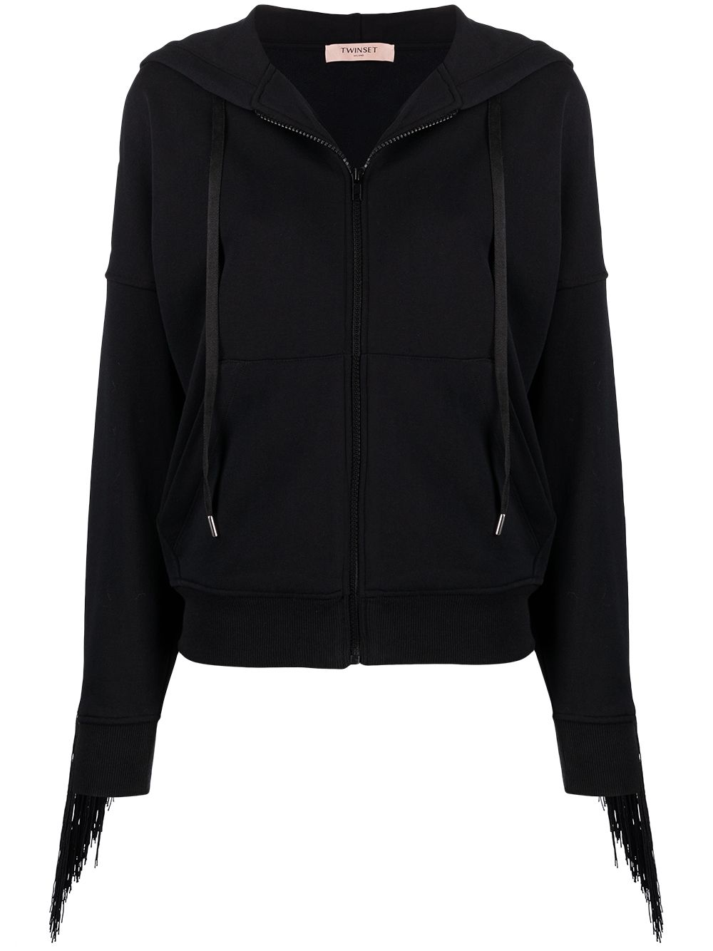 фото Twin-set fringe-detail zip-up hoodie