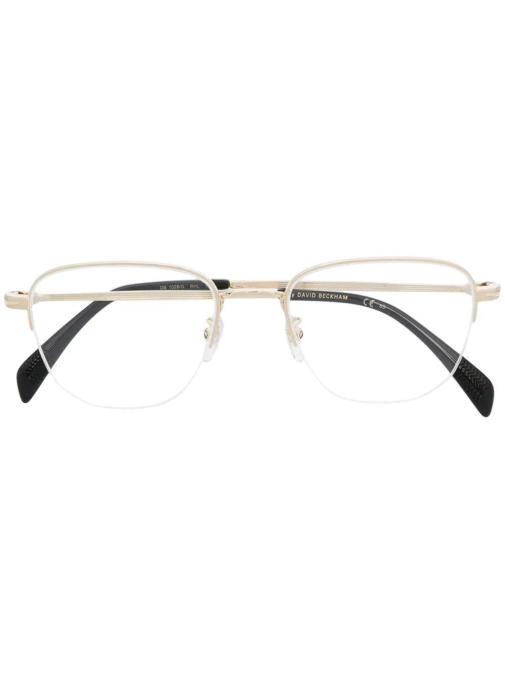 Eyewear By David Beckham Semi-rimless Rectangular Frame Glasses In Gold
