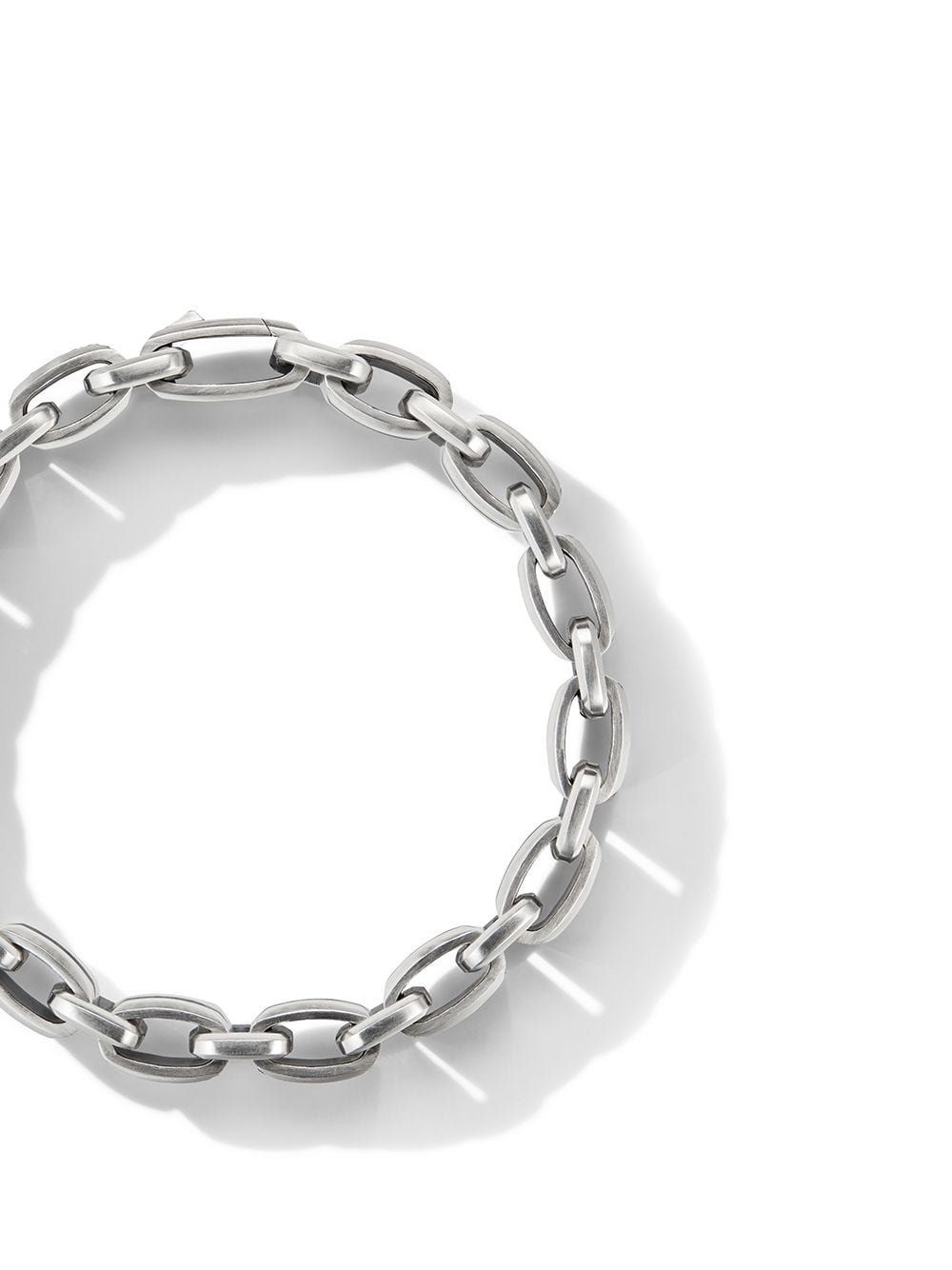 Shop David Yurman 7.5mm Beveled Link Diamond Bracelet In Silver