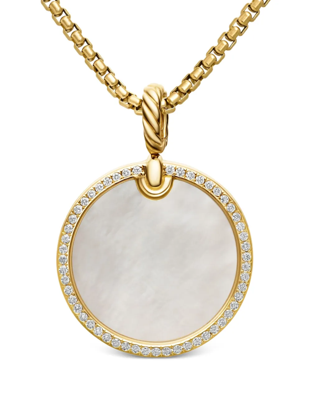 David Yurman 18kt yellow gold DY Elements Disc diamond rim pendant (24mm) · OS