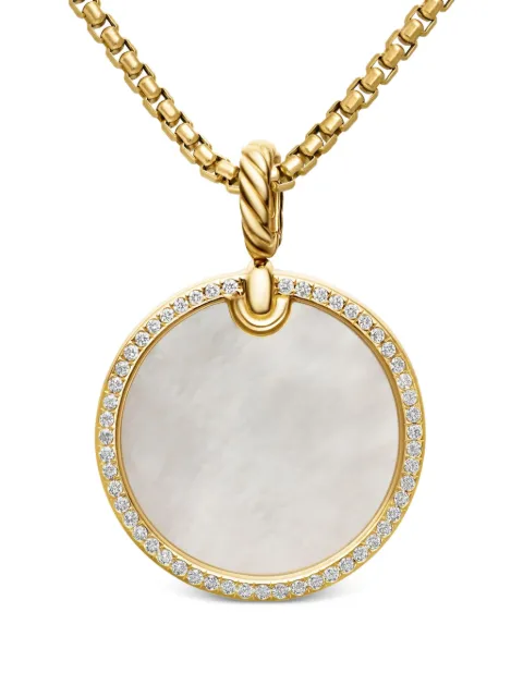 David Yurman 18kt DY Elements Disc Gelbgoldanhänger mit Diamanten (24mm)