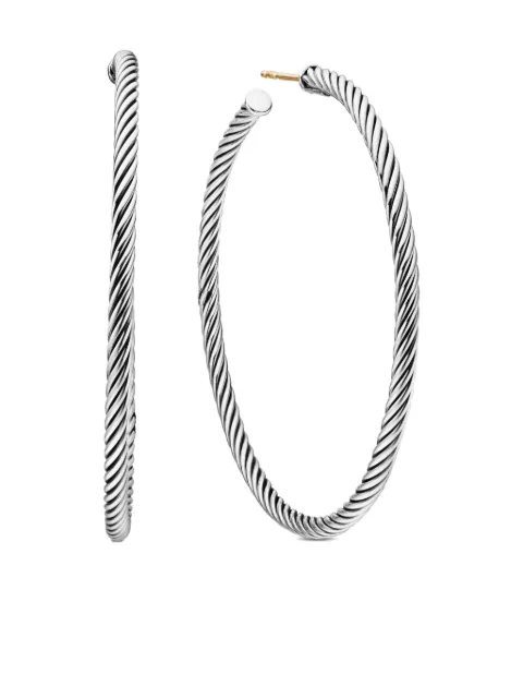 David Yurman sterling silver Sculpted Cable hoop earrings