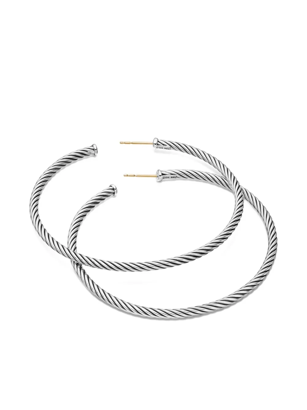 Sterling Silver Sculpted Cable Hoop Earrings