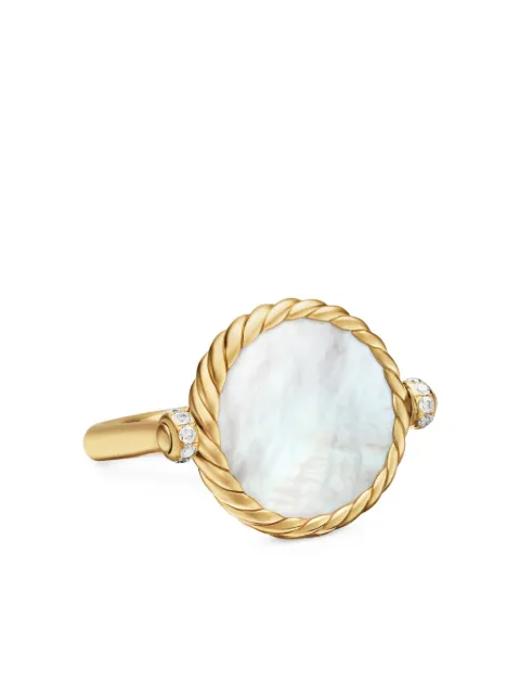 David Yurman bague en or jaune 18ct pavée de diamants (15 mm) DY Elements Reversible Swivel 