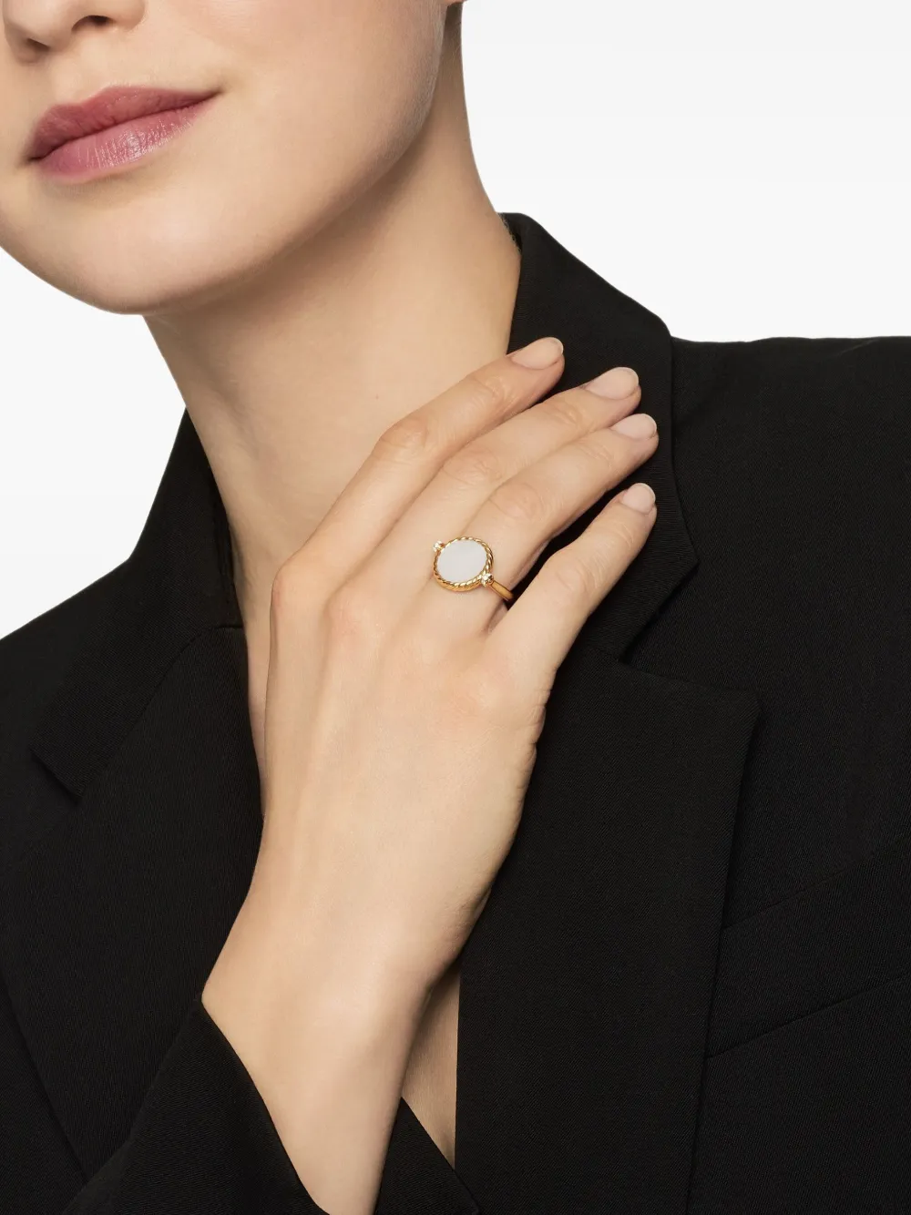 David Yurman bague en or jaune 18ct pavée de diamants (15 mm) DY Elements Reversible Swivel | Image 2