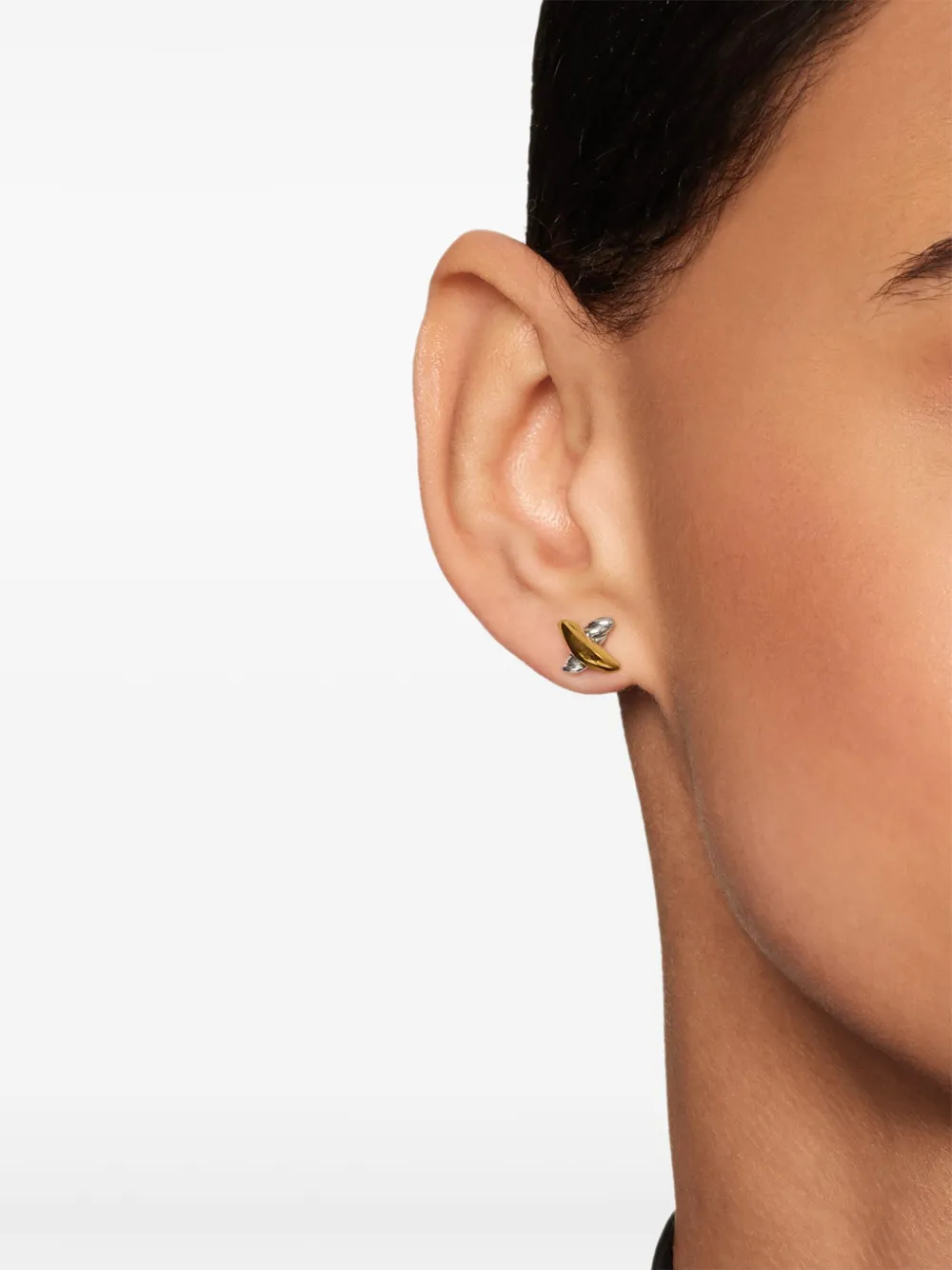 David Yurman 18kt yellow gold and sterling silver Petite X stud earrings (7.5mm) | Image 2