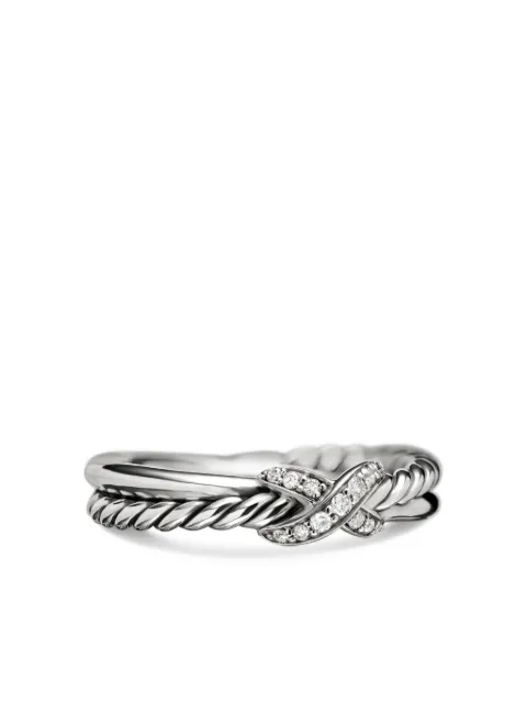 David Yurman bague Petite X en argent sterling pavée de diamants (4 mm)
