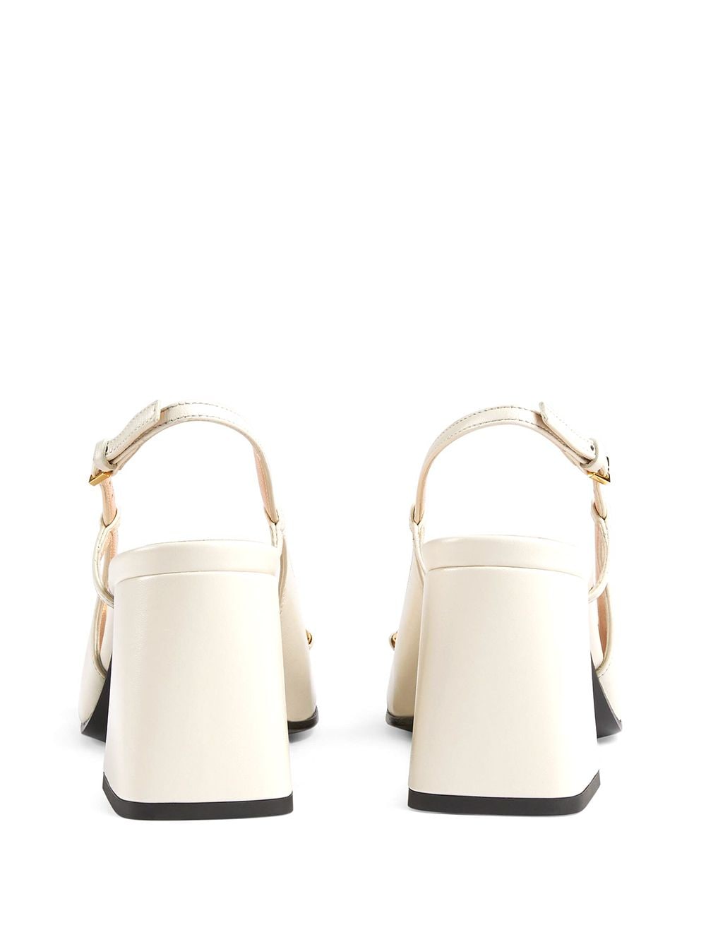 Shop Gucci Horsebit Mid-heel Slingback Pumps In White