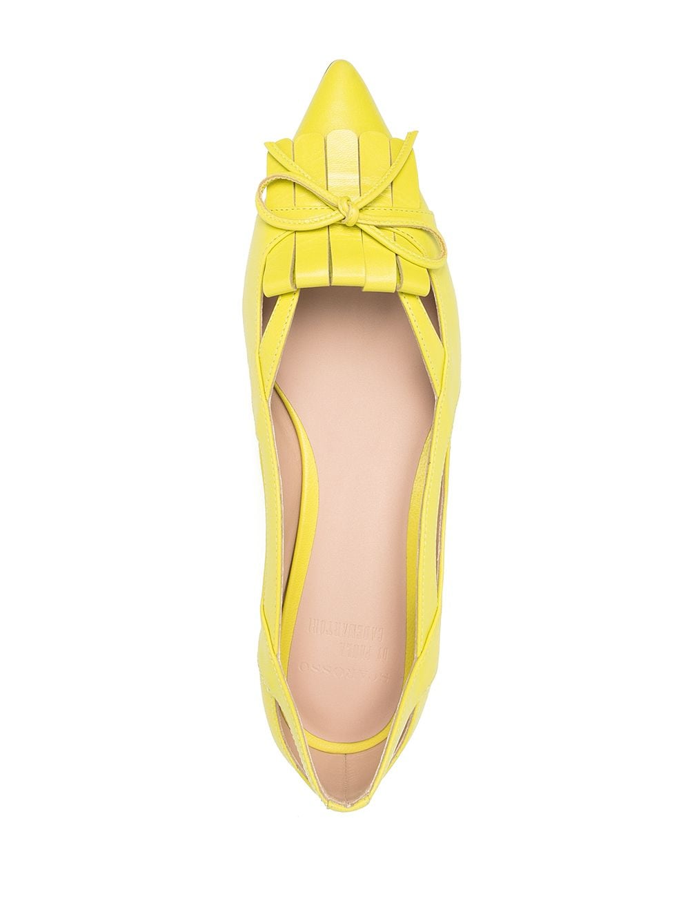 Shop Scarosso Bow-detail Pointed-toe Ballerina Shoes In Yellow