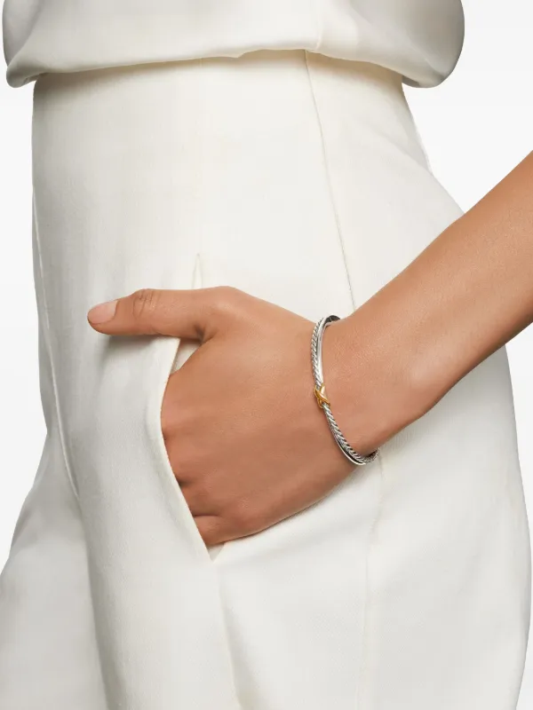 David Yurman 18kt Yellow Gold And Sterling Silver Petite X Center