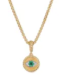 David Yurman 18kt yellow gold Evil Eye emerald and diamond amulet pendant (18.8mm)