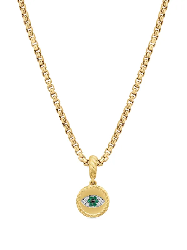 David Yurman 18kt Yellow Gold Evil Eye Emerald And Diamond