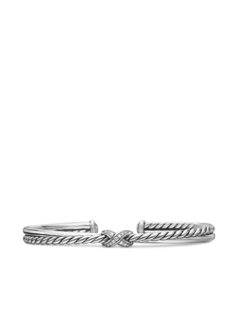 David Yurman sterling silver Petite X Center Station diamond bracelet (5.2mm)