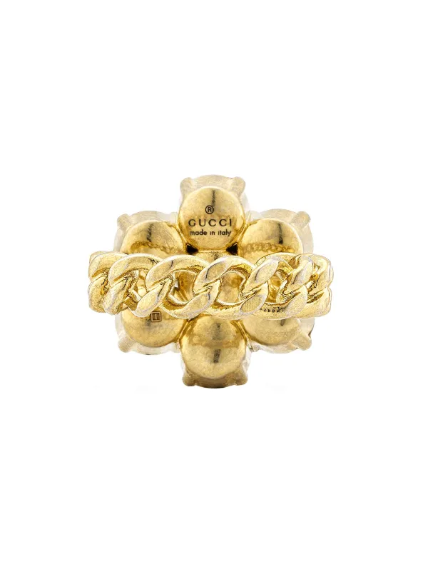 Shop Gucci pearl Double G ring with 