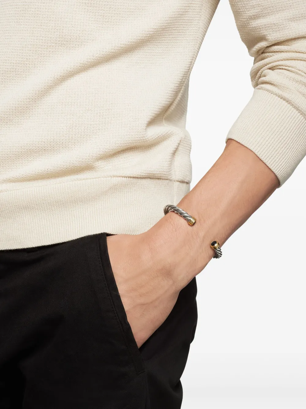 David Yurman pulsera Cable en oro amarillo de 18kt con ónix negro de 6mm | Image 2