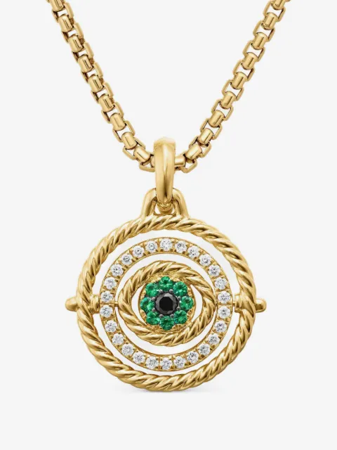David Yurman 18kt yellow gold Evil Eye Mobile emerald and diamond amulet pendant (20.5mm)