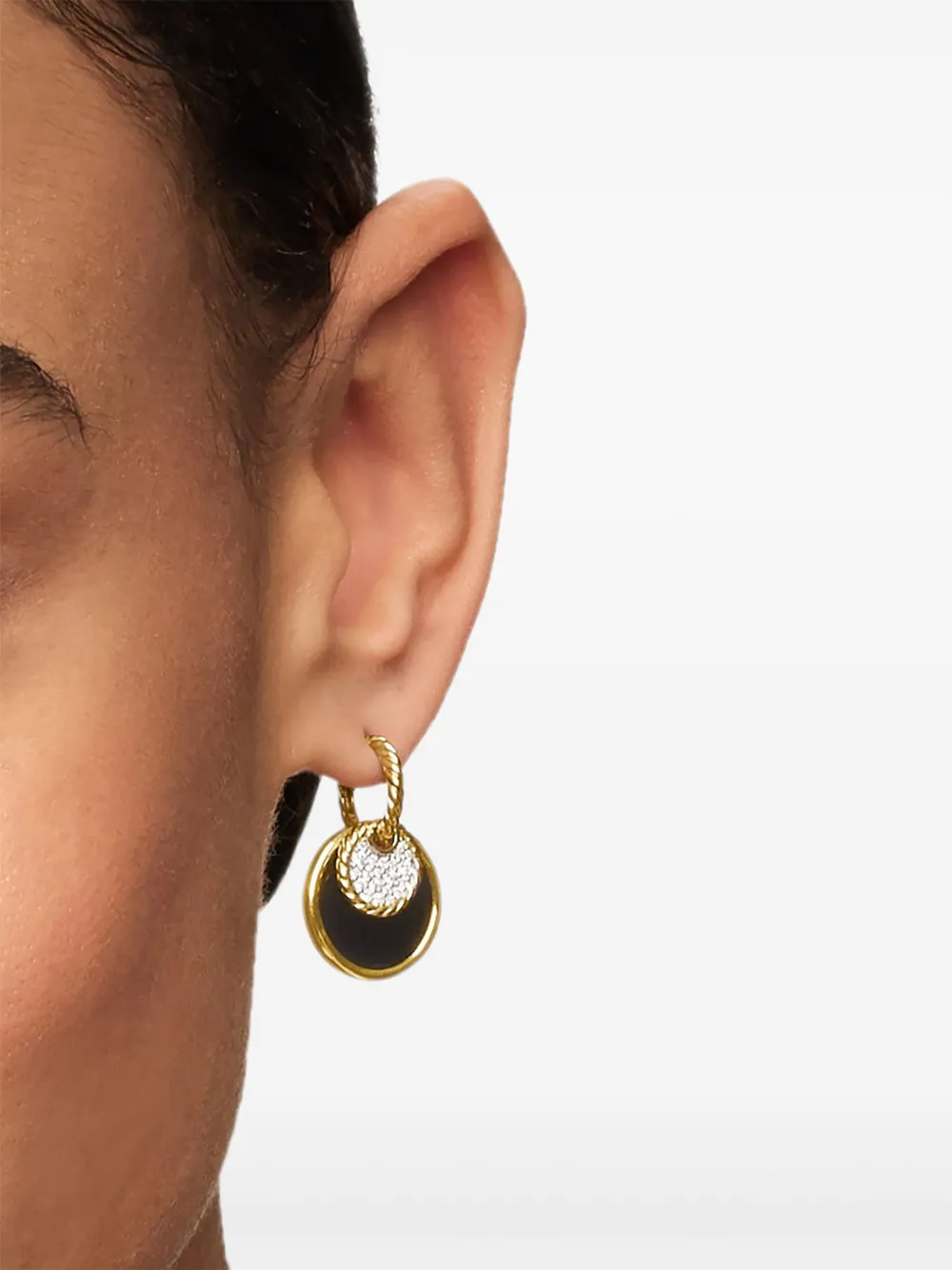 David Yurman boucles d'oreilles en or jaune 18 ct DY Elements Convertible à diamants (21,5 mm) | Image 2