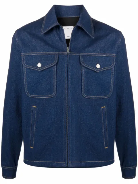 SANDRO pointed-collar zip-up Denim 