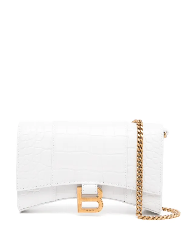 Balenciaga Hourglass Croc-Embossed Wallet on Chain