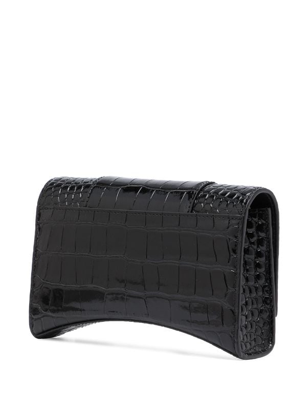 hourglass wallet on chain crocodile embossed