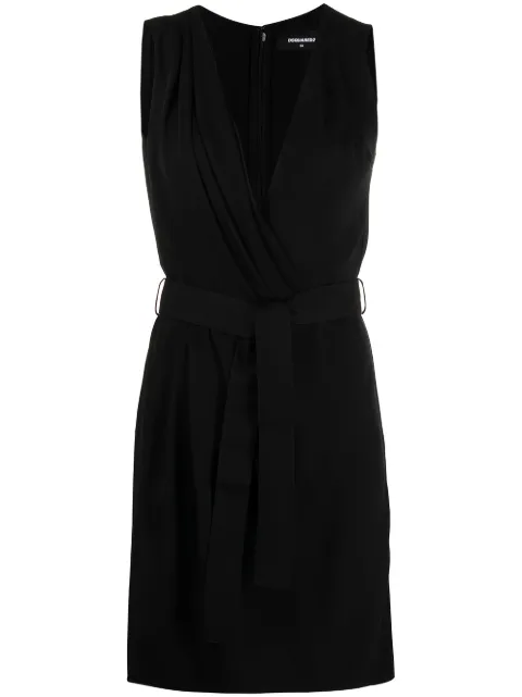 DSQUARED2 belted silk-crepe dress