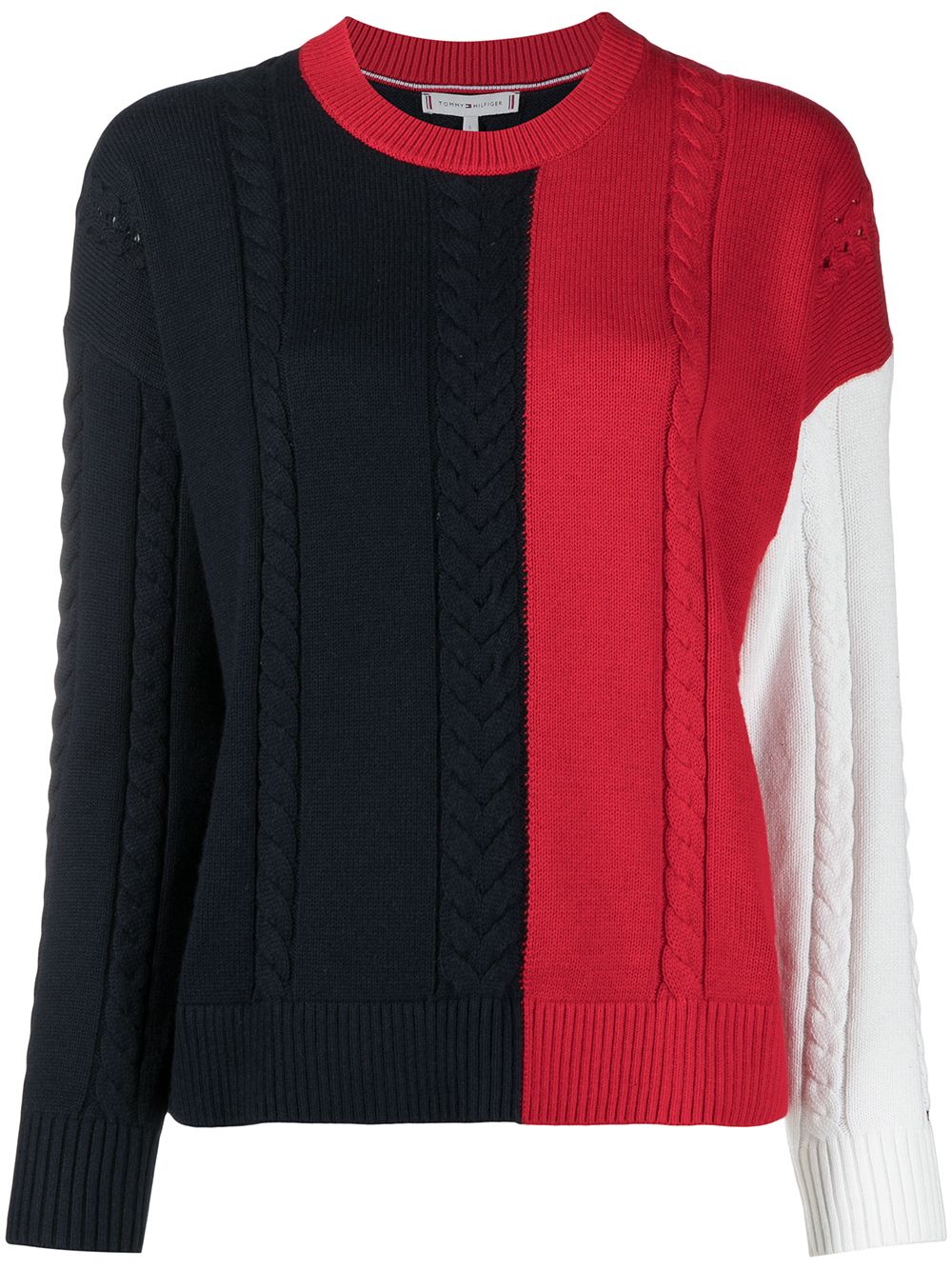 Tommy Hilfiger Cable Knit colourblock Jumper Farfetch