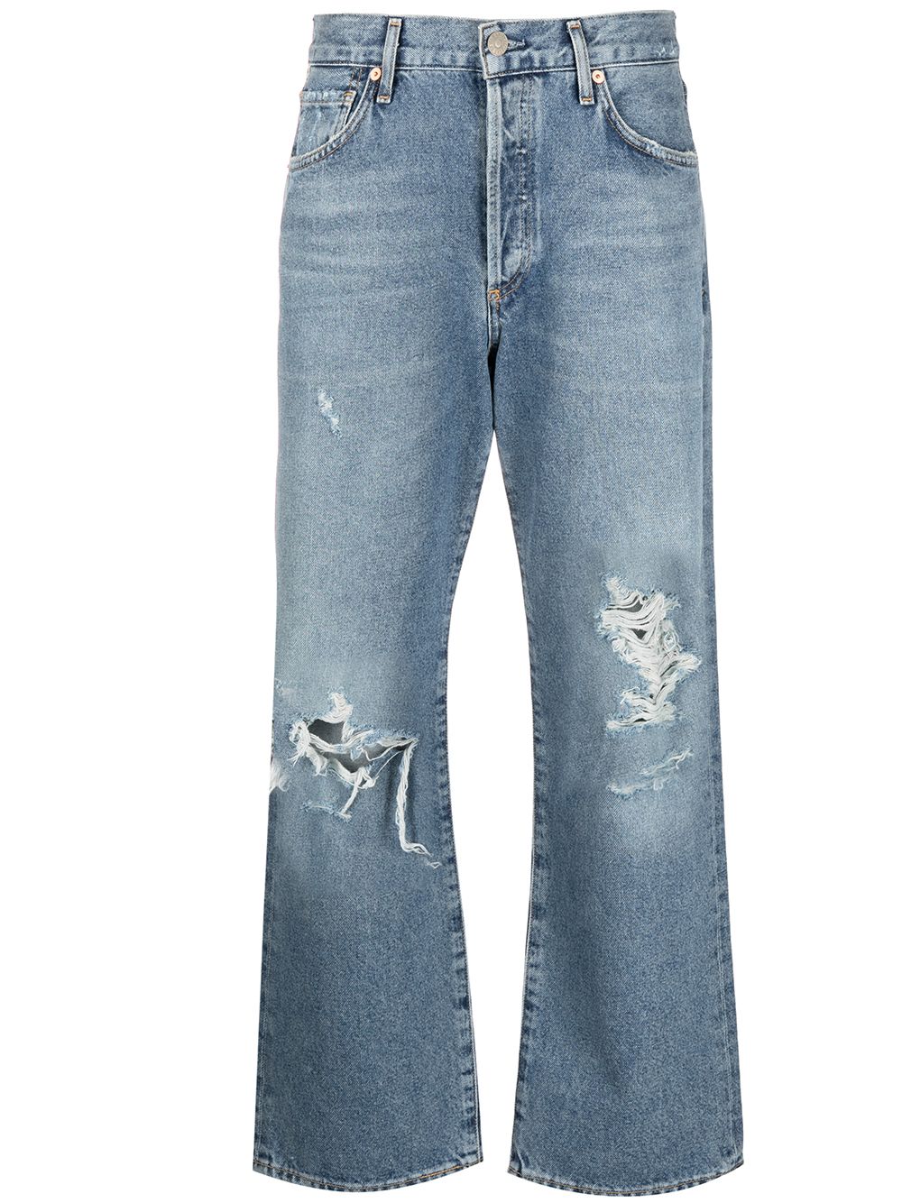 distressed-effect mid-rise cropped jeans