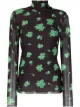 Image 1 of GANNI floral-print sheer turtleneck mesh top